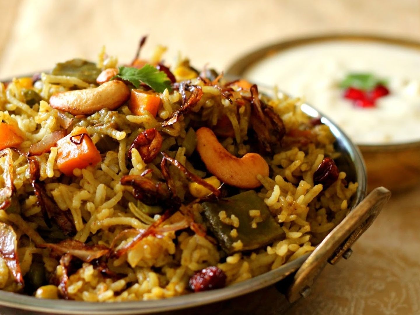 Hyderabadi Dum Biryani With Raita, Pickle & Papad(Jain)