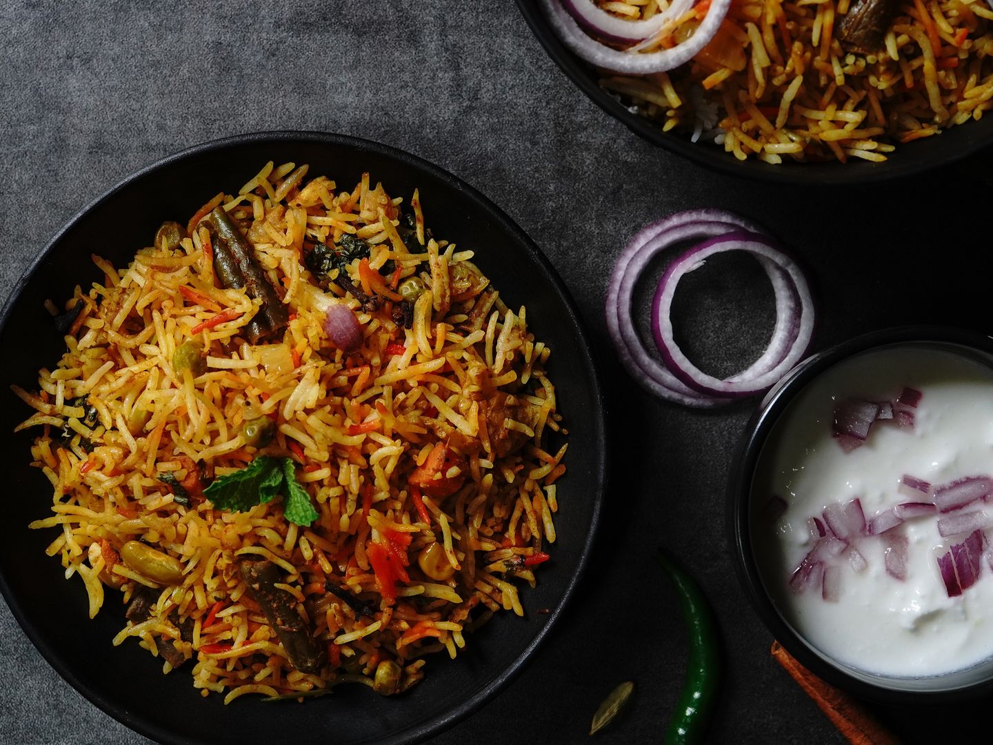 Veg Biryani With Raita, Pickle & Papad