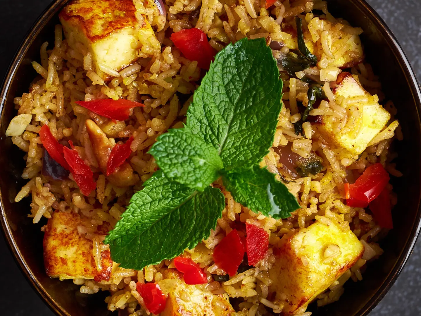 بانير تكا برياني مع رايتا ومخلل وباباد