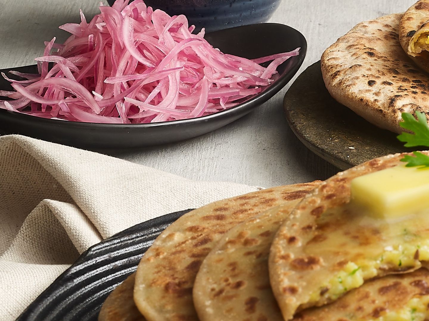 Mix Veg Paratha With Raita, Pickle & Papad