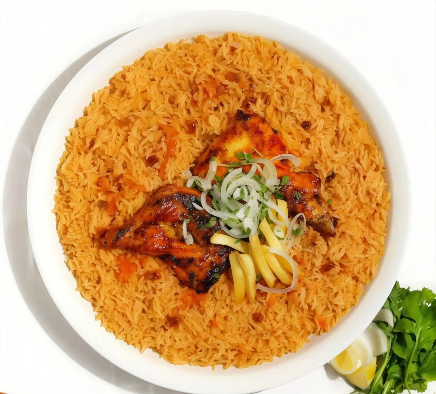 Half Charcoal Chicken With Red Rice