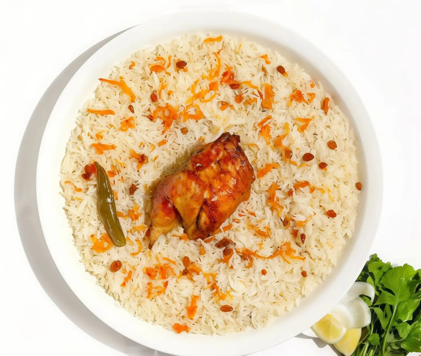 Half Grilled Chicken With White Rice