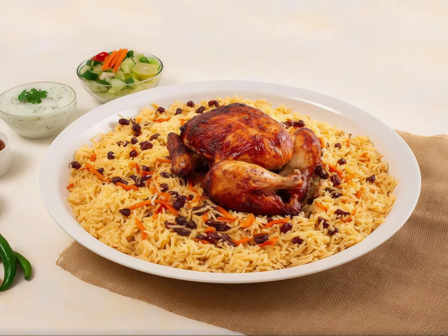 Whole Grilled Chicken With Red Rice