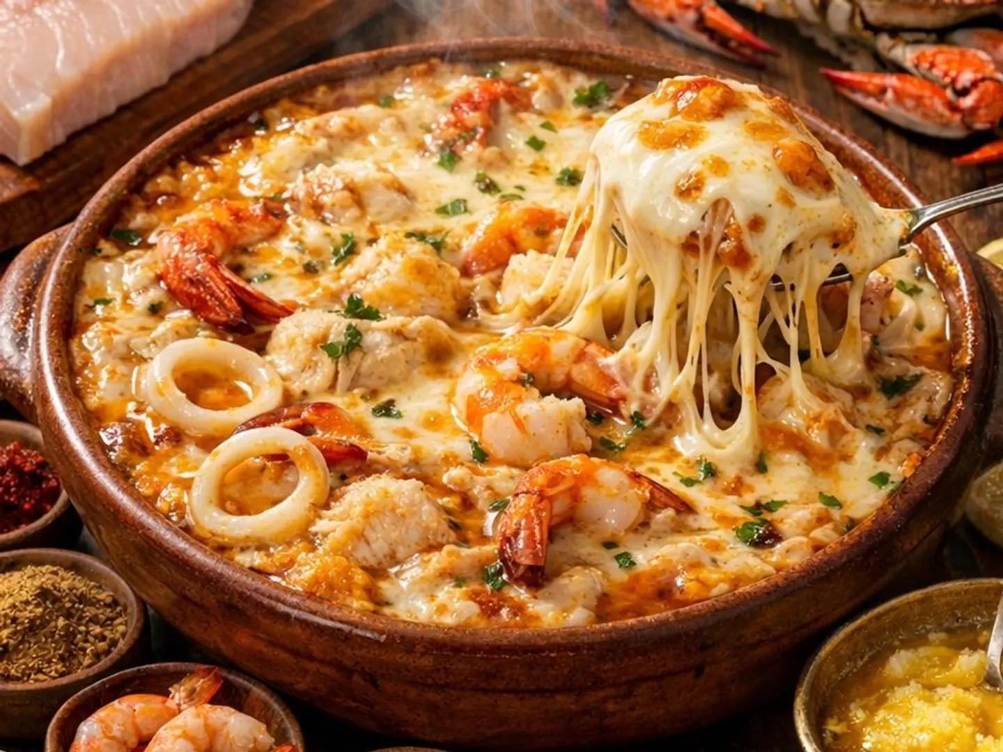 طاجن مكرونة بالسي فود بالسمنة البلدي