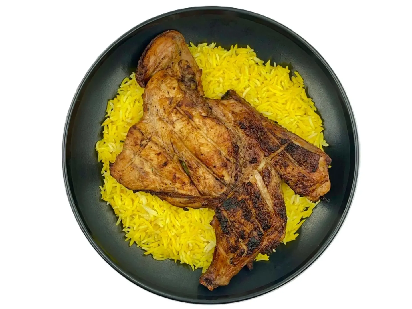 دجاج مشوي على الفحم مع الأرز