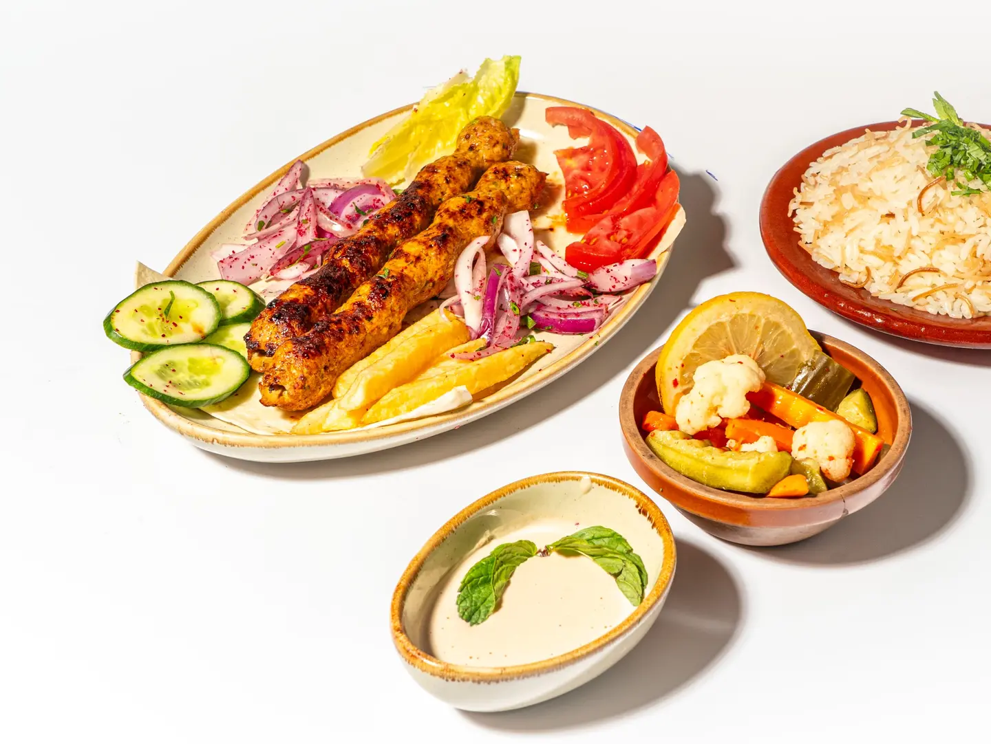 صحن كباب دجاج 2 اسياخ