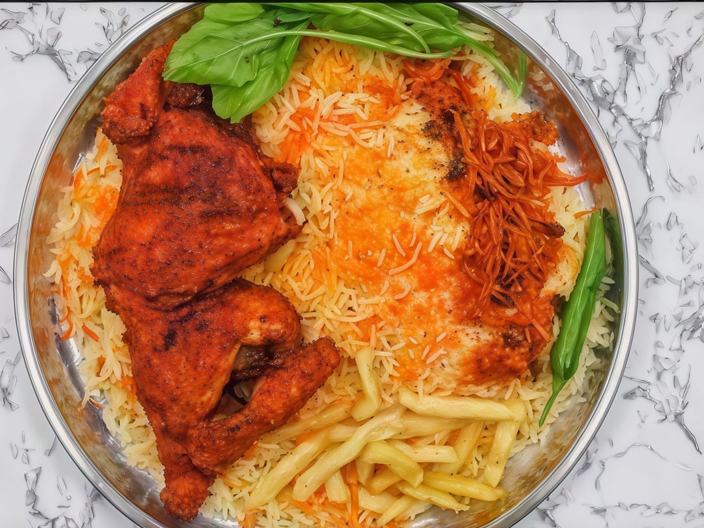 دجاجه كرسبي كامله مع الأرز
