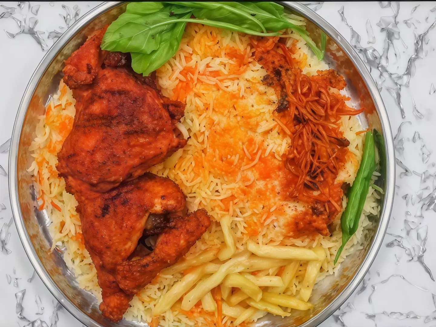Half Crispy Chicken With Rice