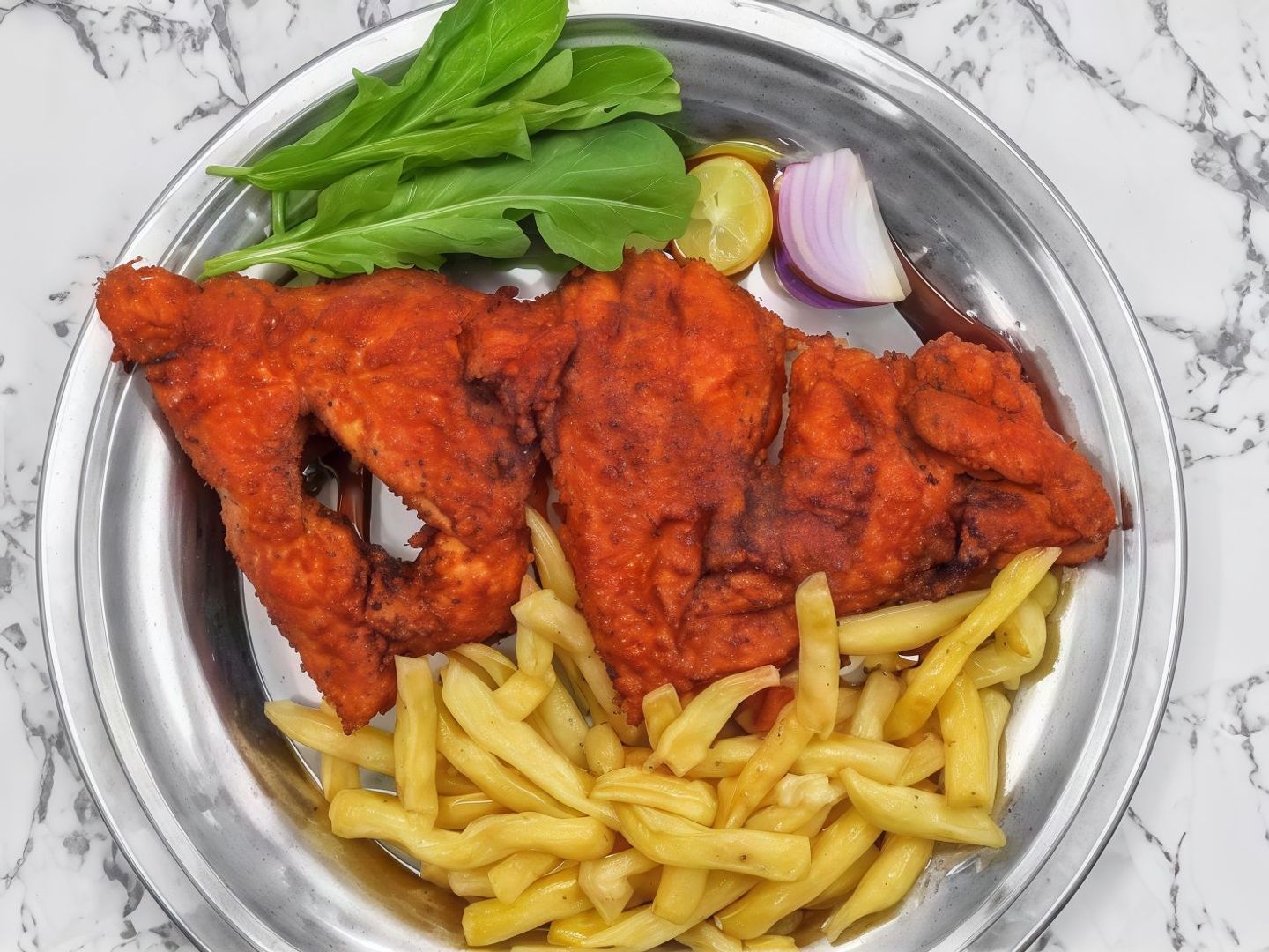 نصف دجاجه كرسبي بدون الأرز