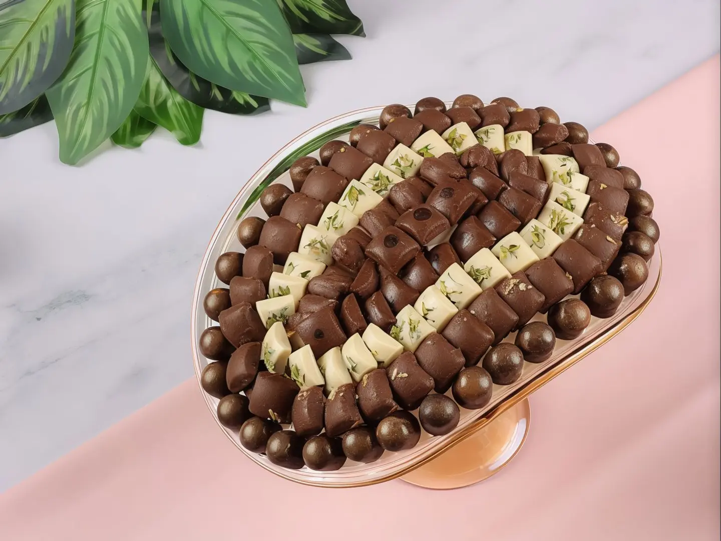 صينية بيضاوية بقاعدة