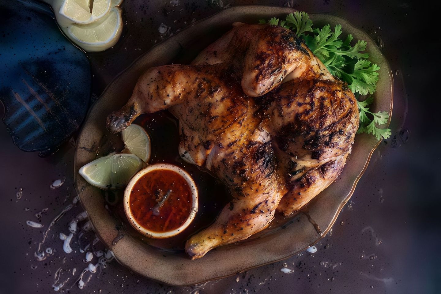 نص دجاج على الفحم