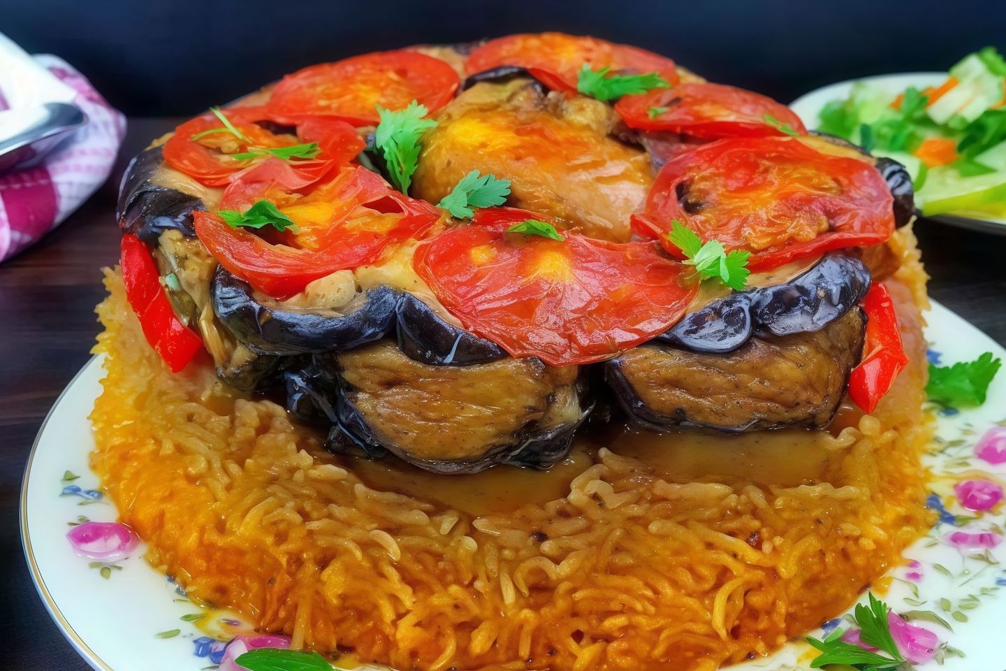 نصف دجاج مقلوبة