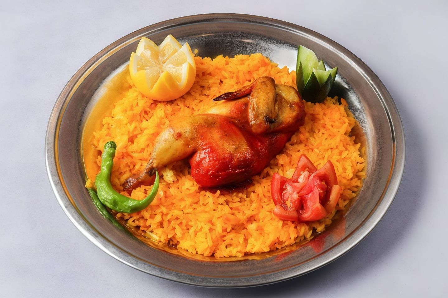 نصف حبة دجاج مندي بالمرخ رز مندي