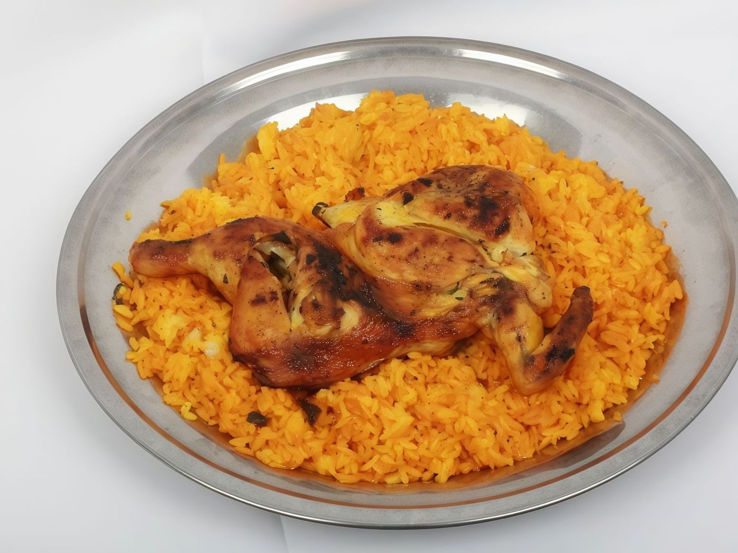 نصف حبة دجاج مظبي رز مندي