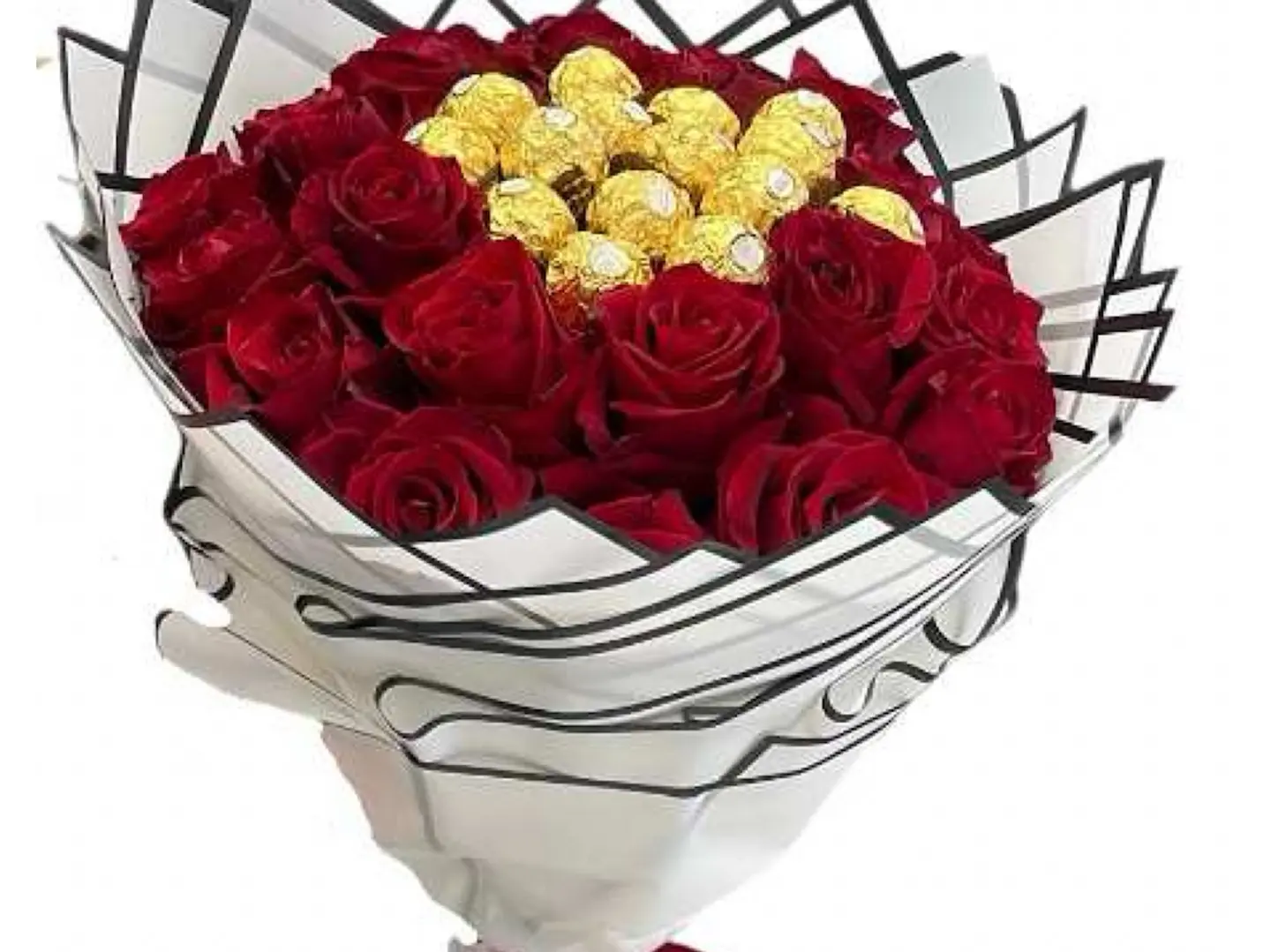 باقة الورد الأحمر والشوكولاتة