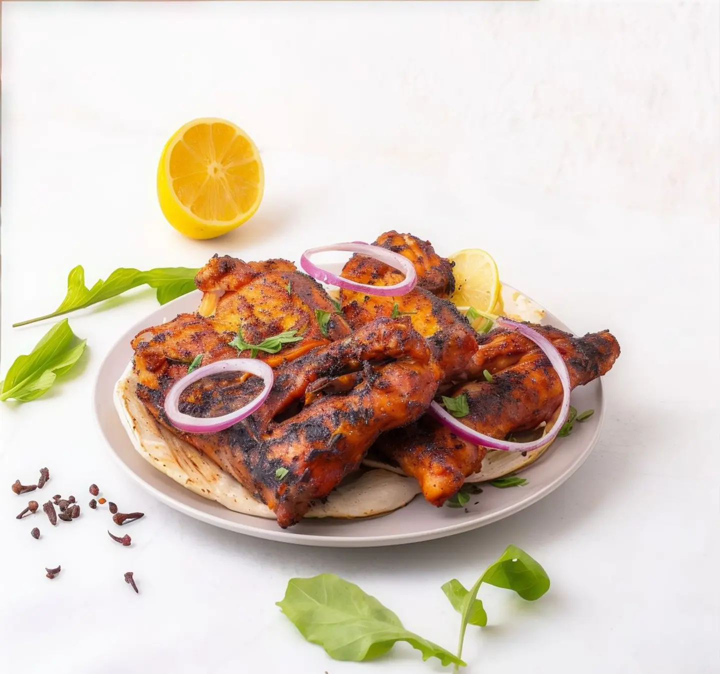 Half A Piece Of Chicken On Charcoal