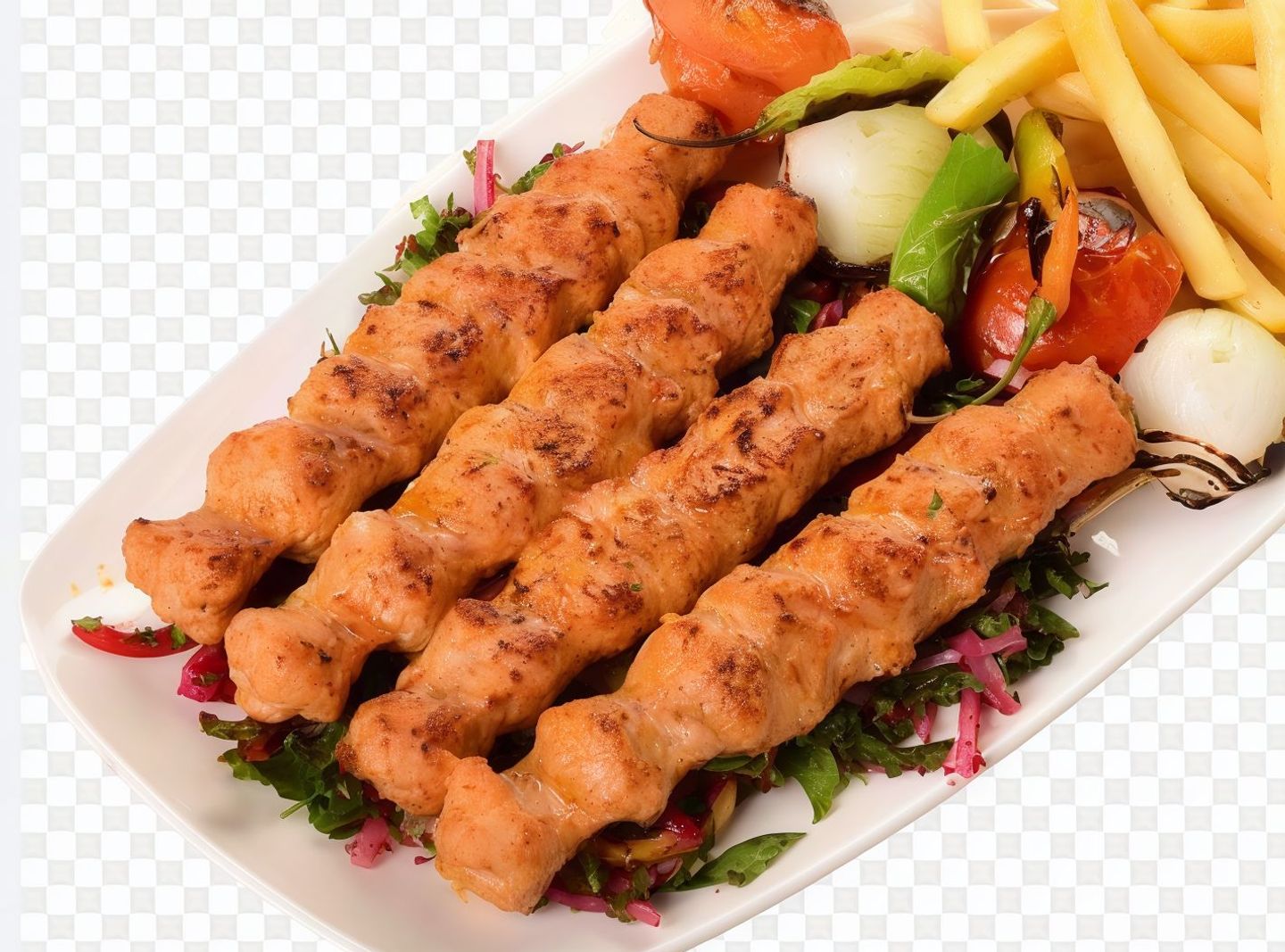 صحن كباب دجاج عدد الاسياخ4