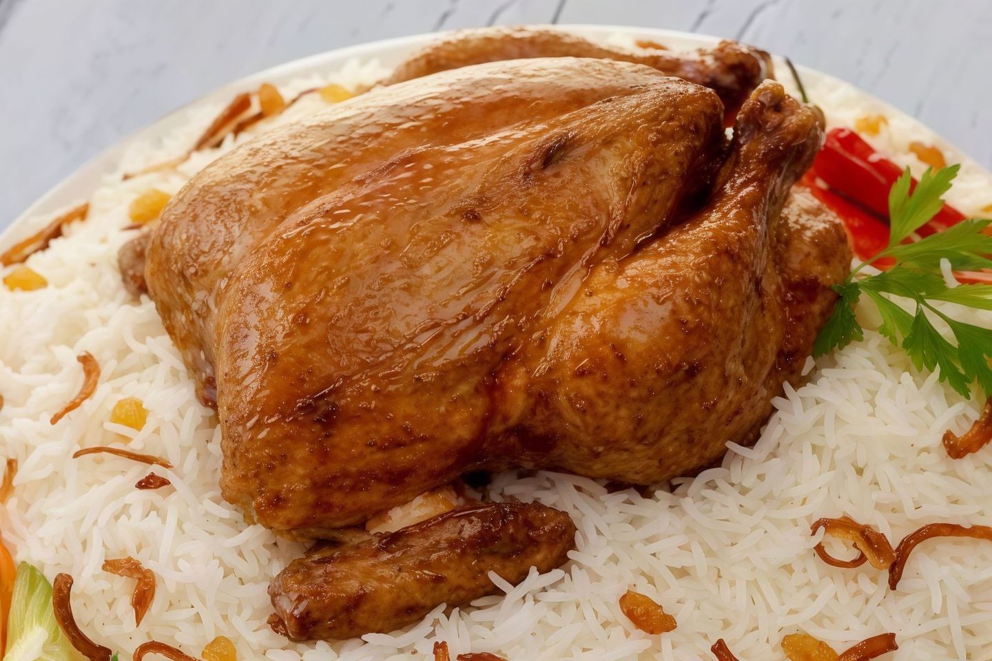حبة شواية مع اثنين رز بيشاور
