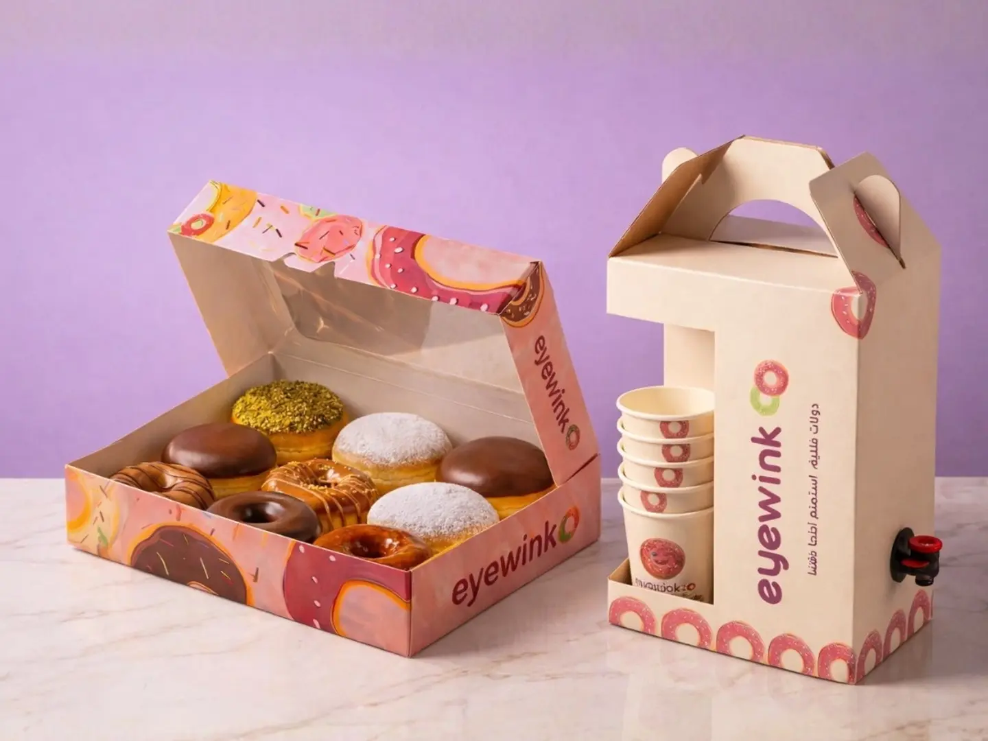 صندوق وينكي سينجشر العادي مع صندوق قهوة ساخنه