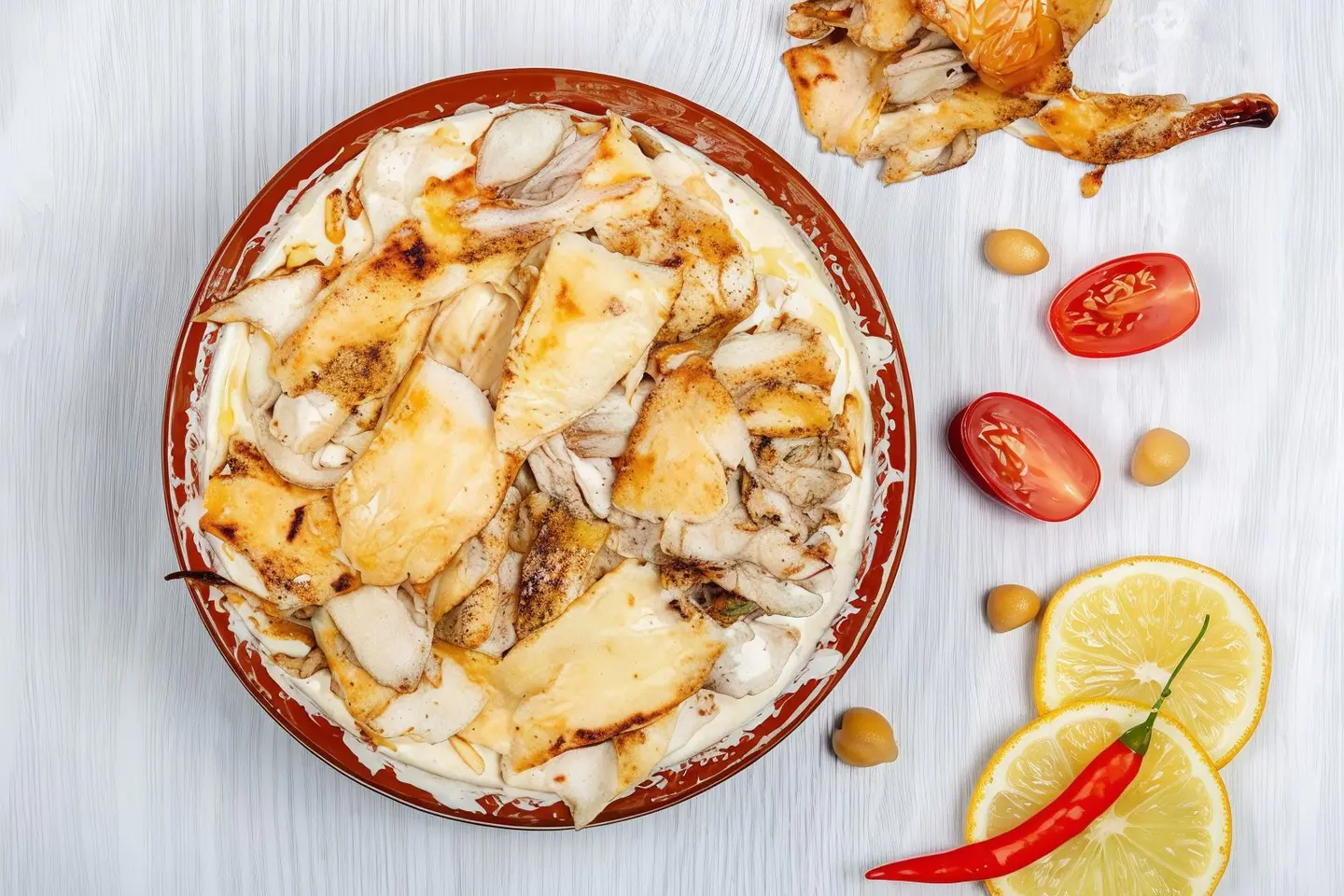 صحن حمص بالشاورما