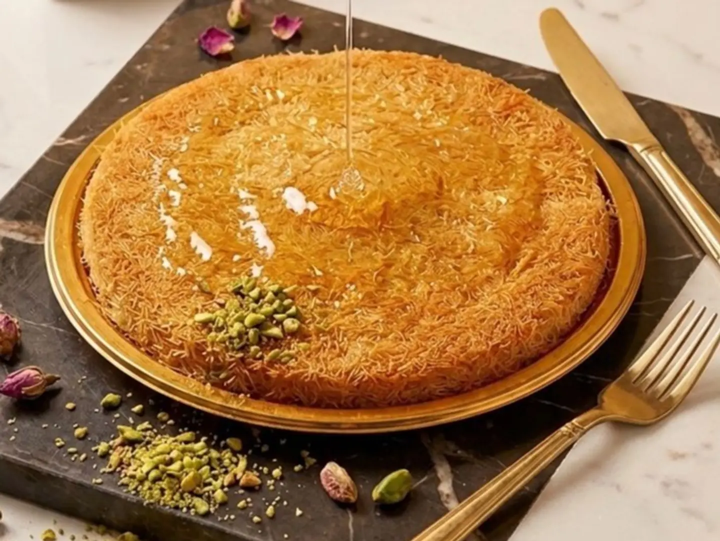 كنافة بالعسل والقشطة