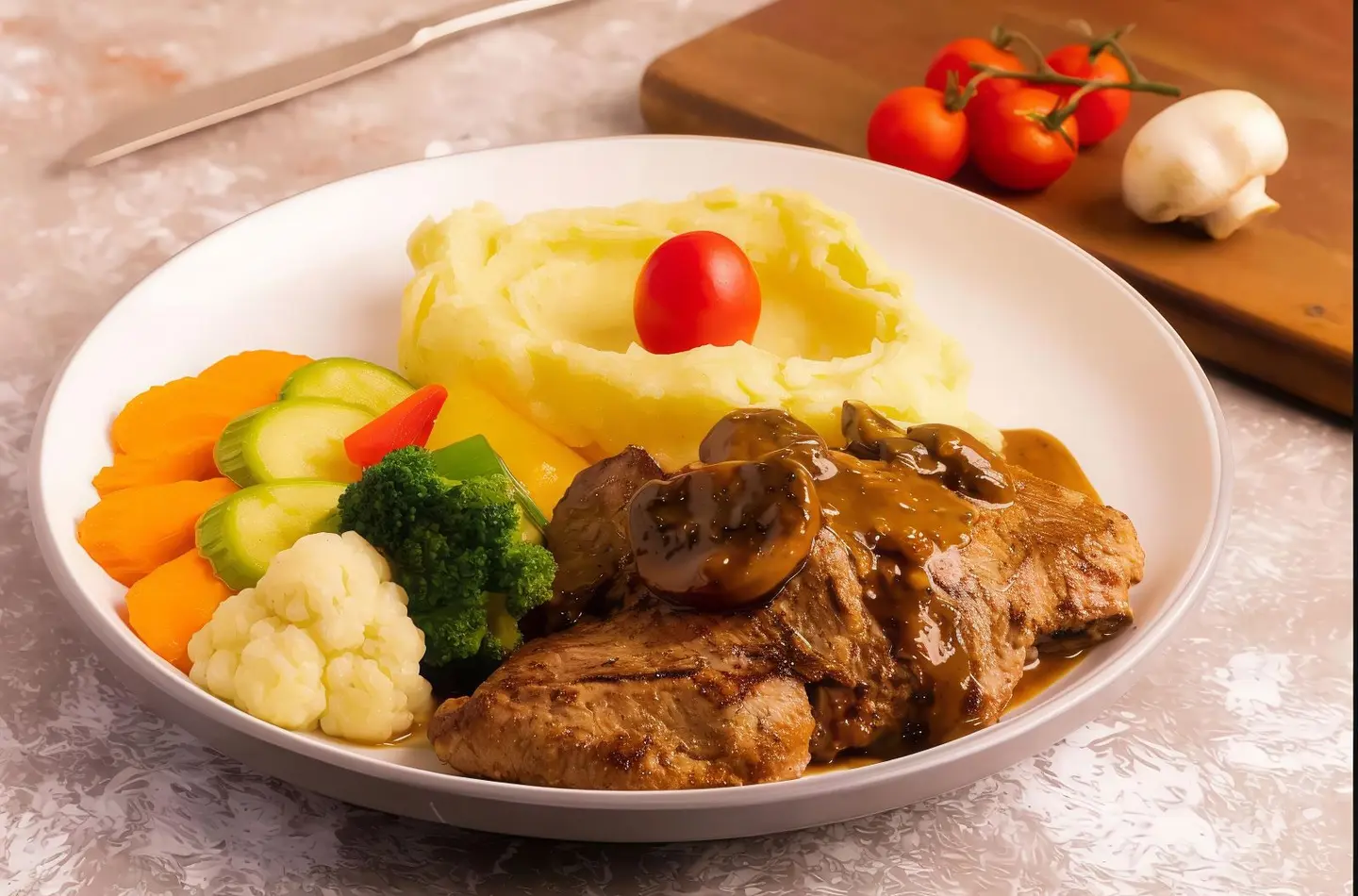 Grilled Meat Fillet With Mushroom Sauce