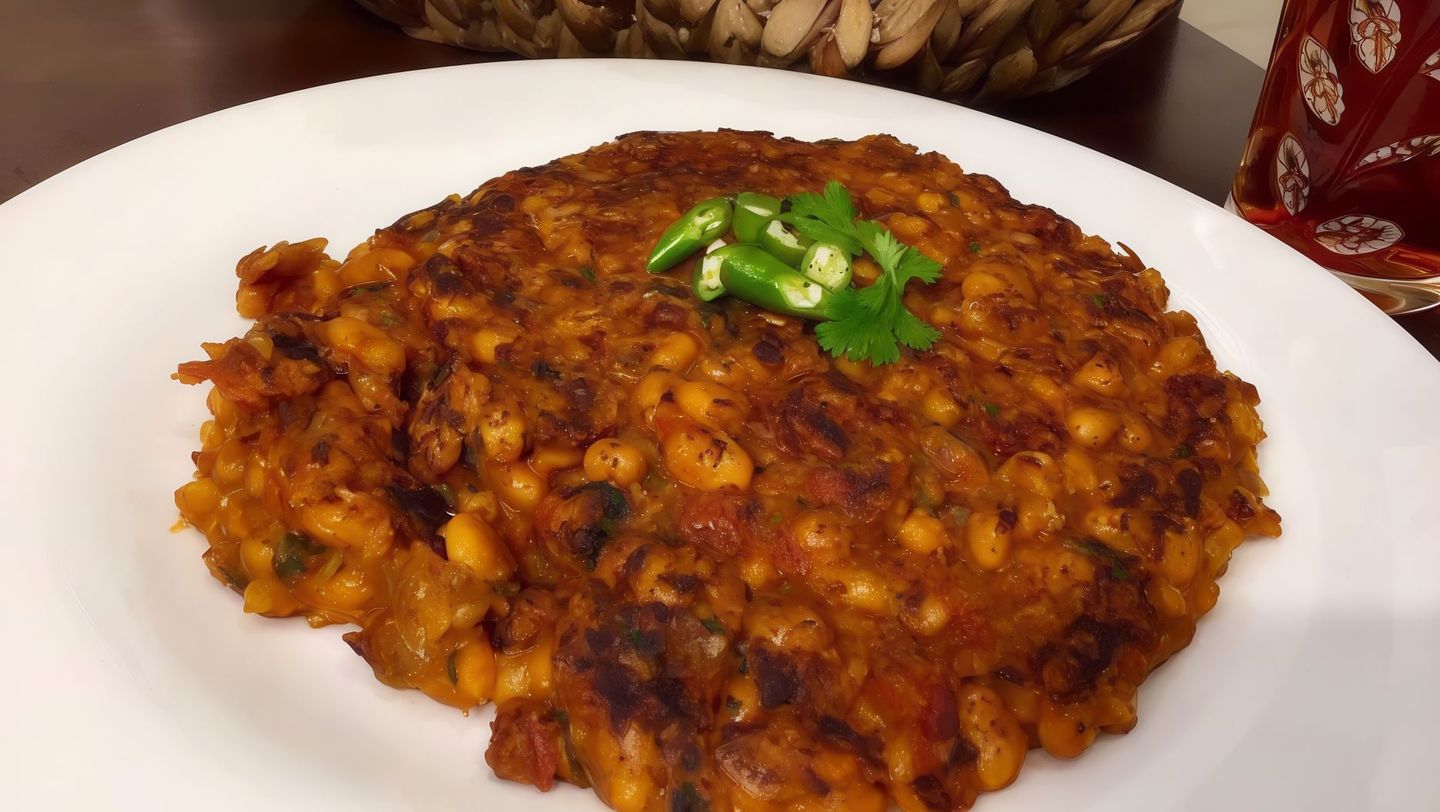 A Plate Of Beans With Eggs