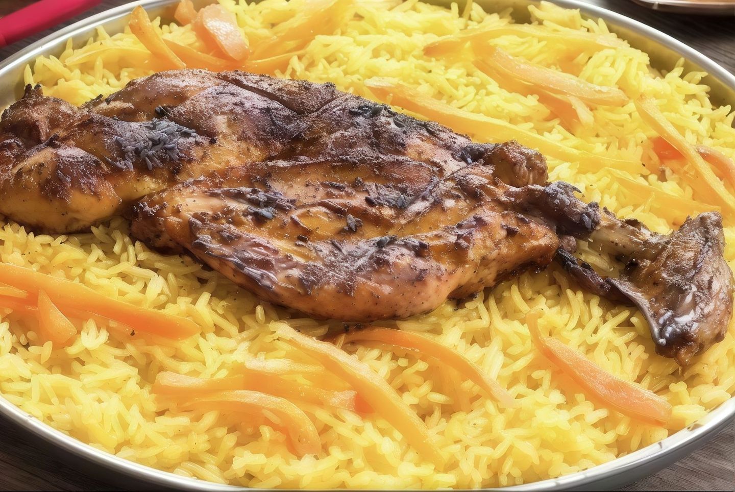 نص دجاج فحم + ارز