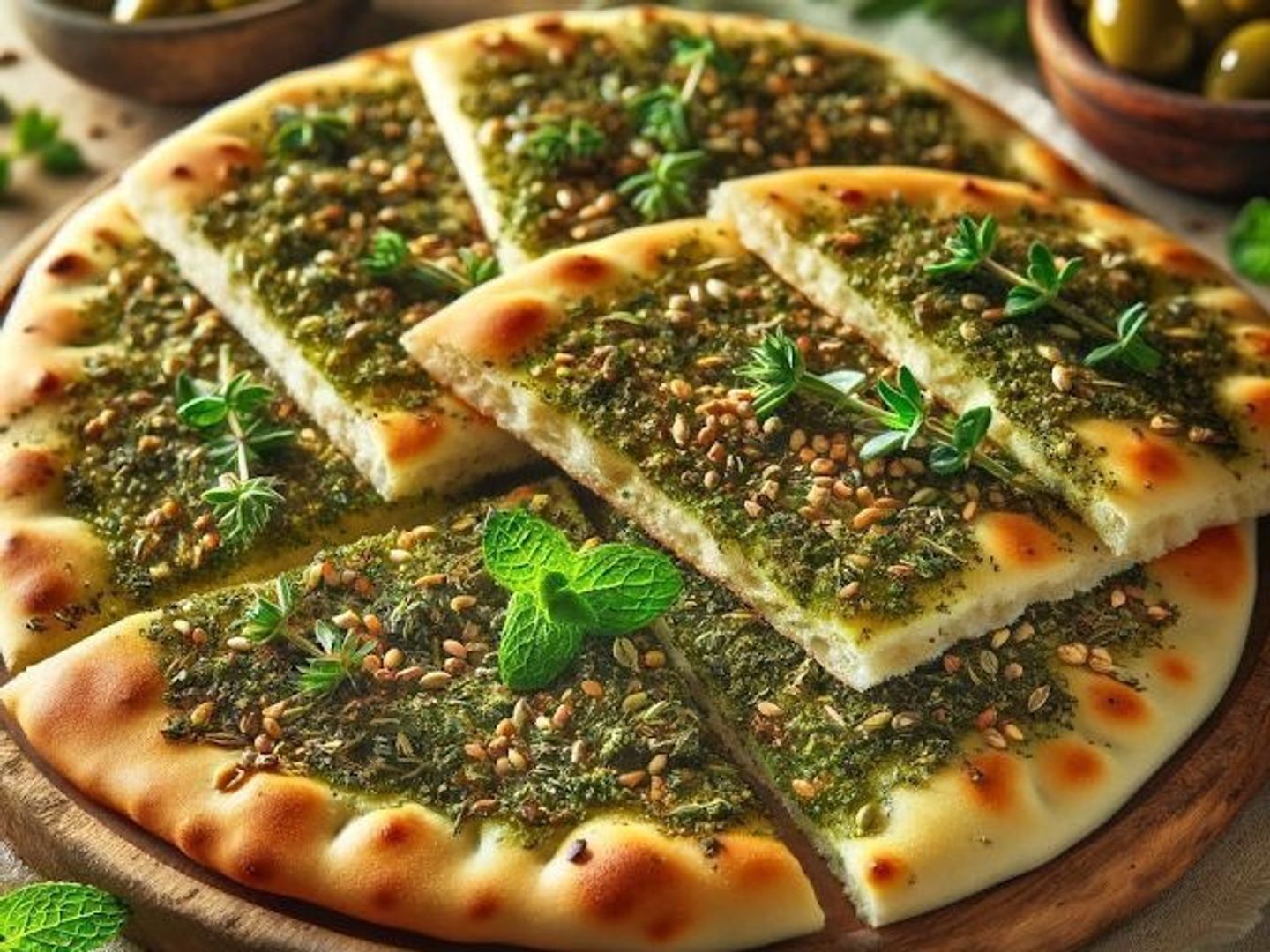 فطيرة الزعتر بالزيت زيتون