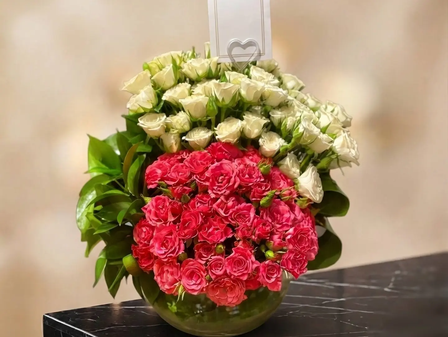 Rounded Vase Pink And White