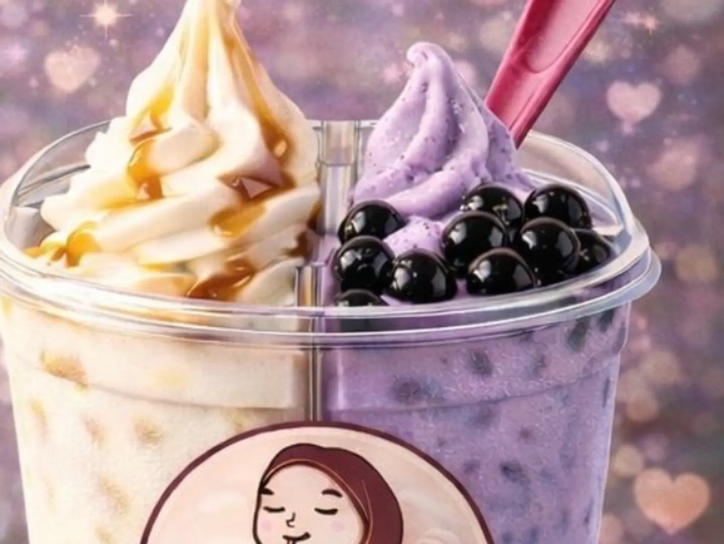 2 In 1 Boba Ice Cream Vanila And Taro