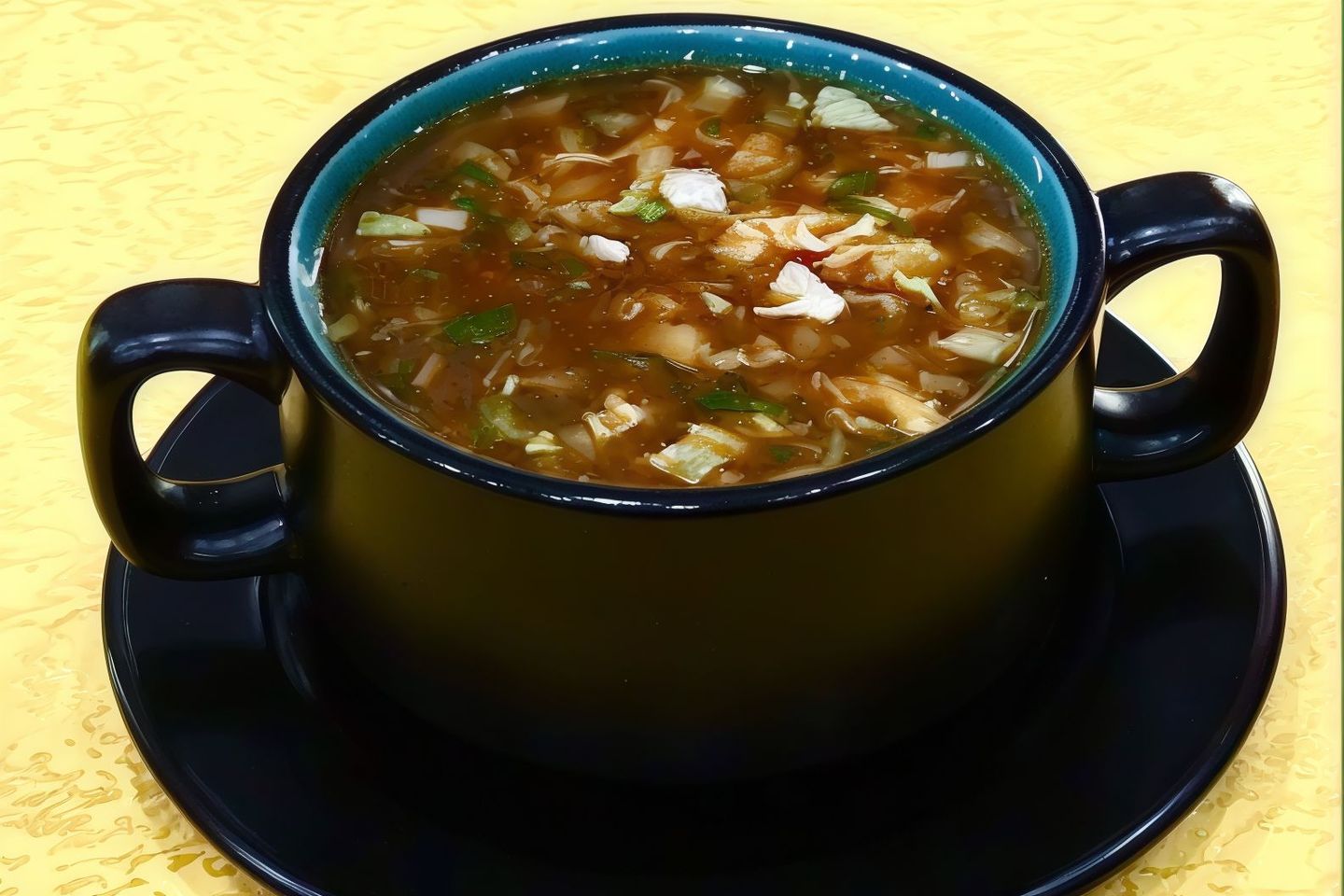 شوربة الدجاج الحارة والحامضة