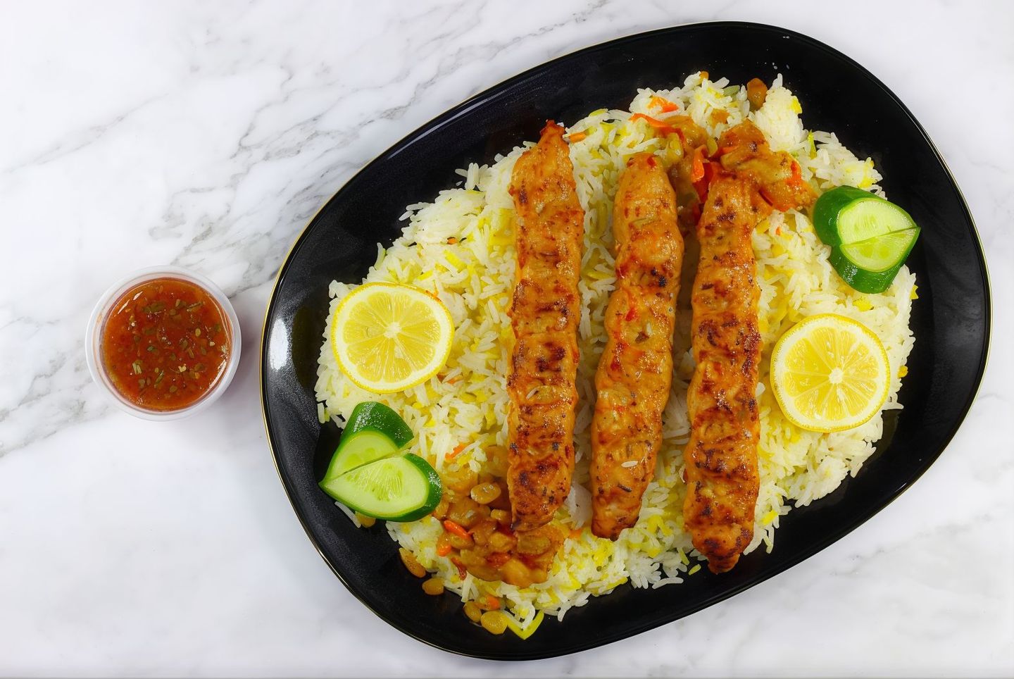 كباب دجاج مع رز