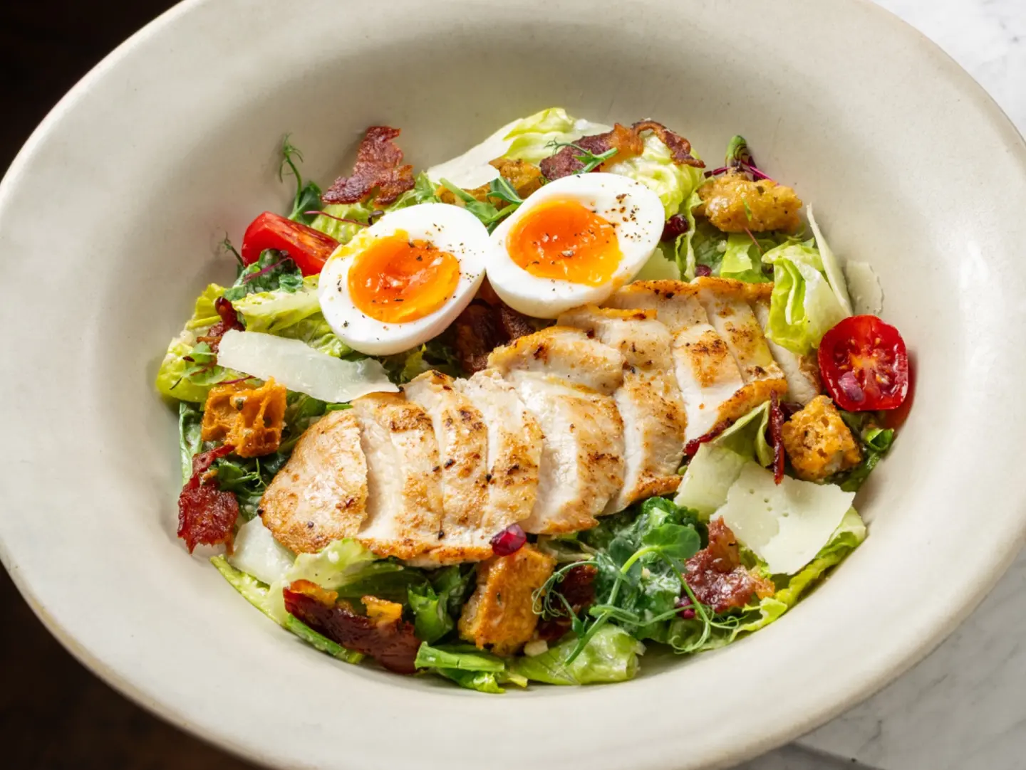 Caesar Salad With Chicken & Crispy Beef