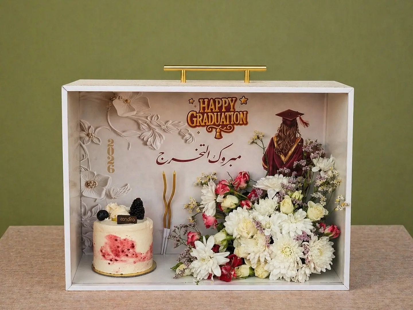 Graduation Box With Cake And Candles