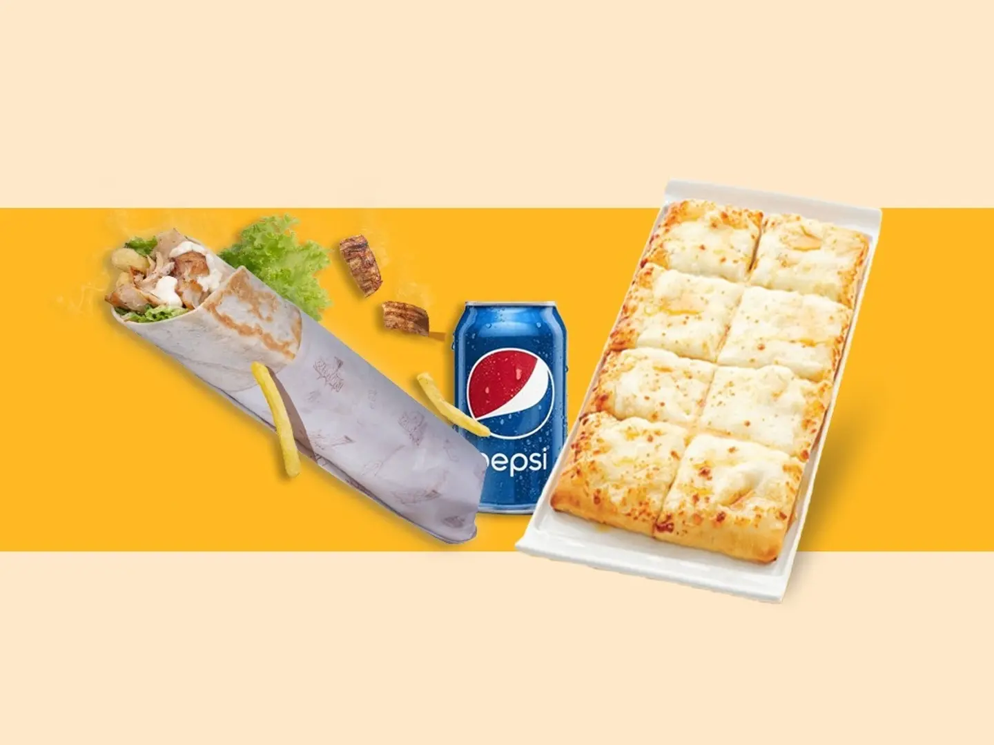 Simon's Saj + Deluxe Pizza + Pepsi