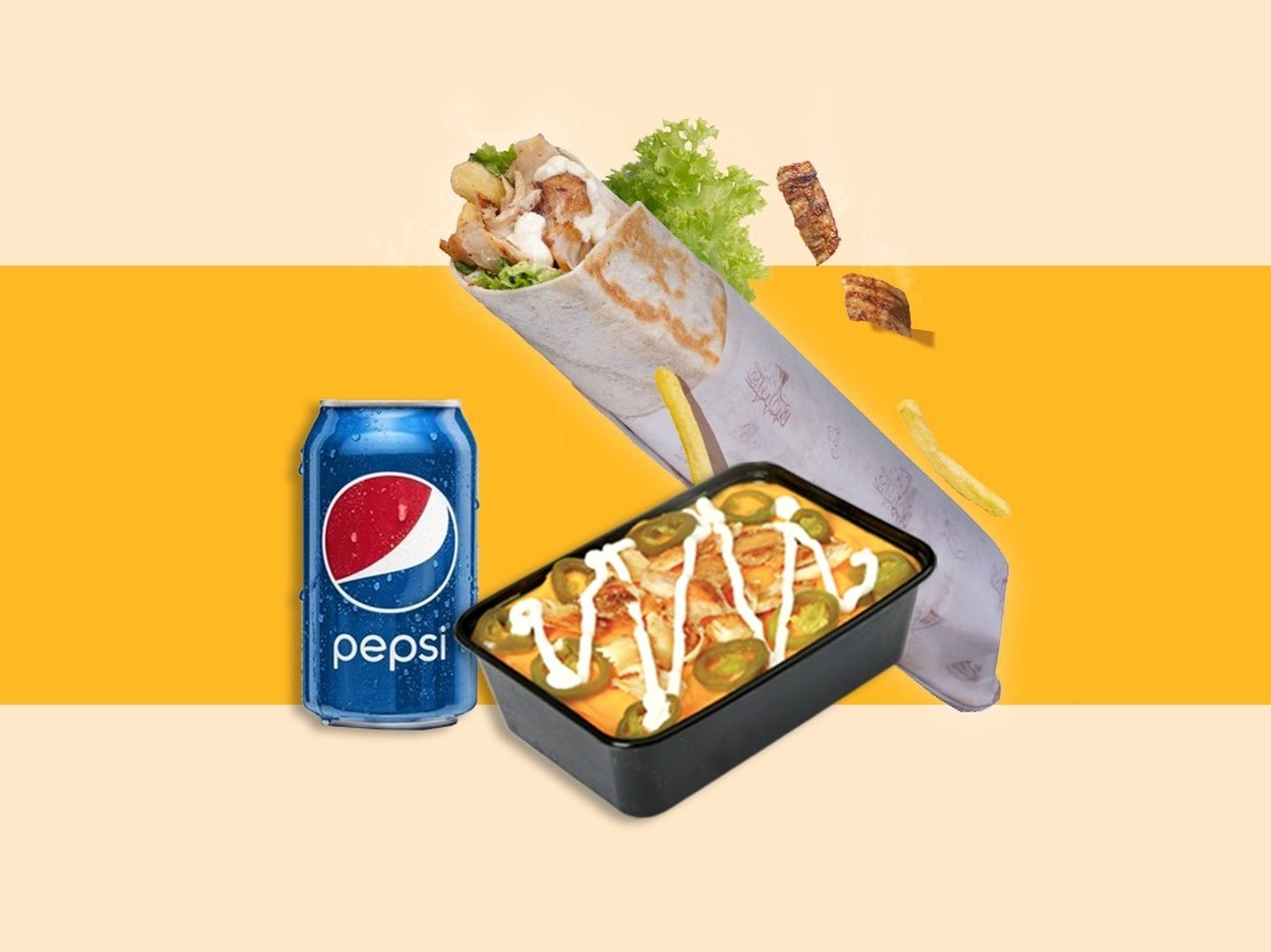صاج سايمون+بطاطس اسبيشل +بيبسي