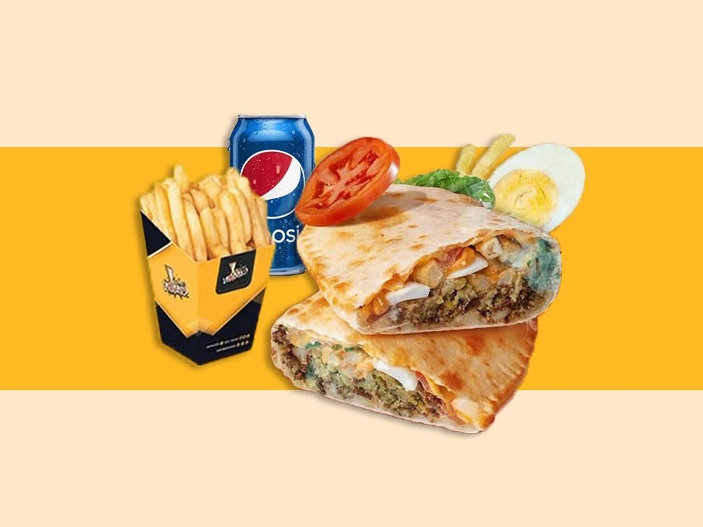 فطيره فلافل+بطاطس +بيبسي (وجبه)