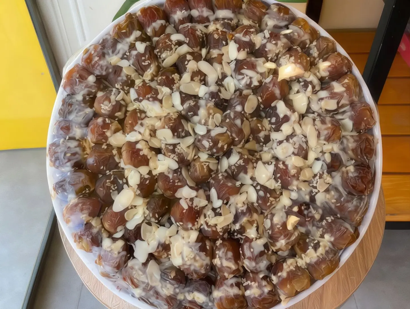 A Large Tray Of Stuffed Dates For