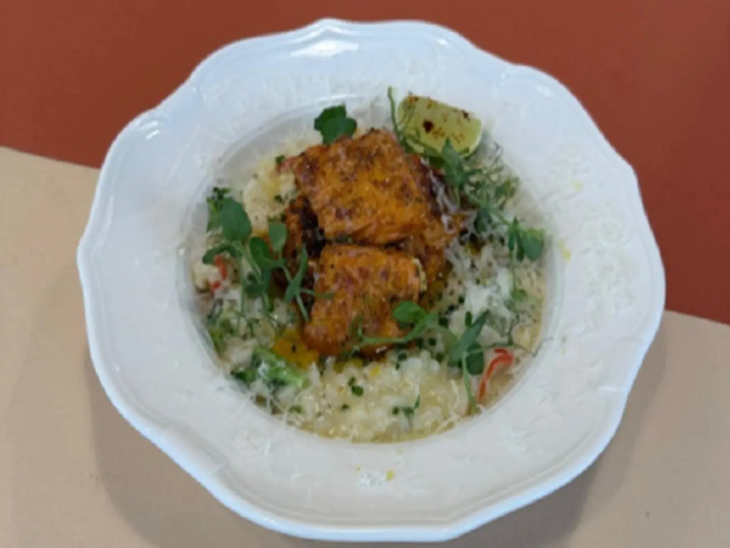 Belza   Crusted Salmon Lemon Risotto