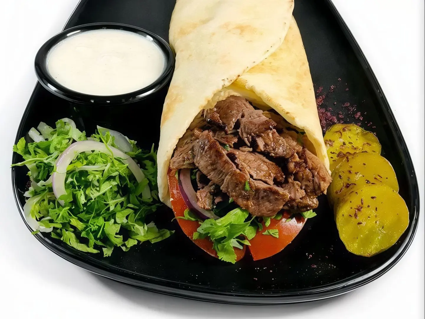 شاورما لحم خبز مفرود