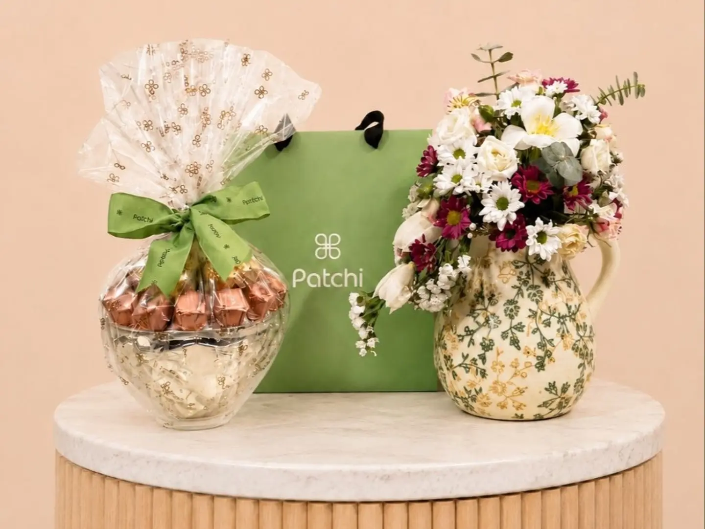 A Vase Of Refined Taste With A Patchi Tray