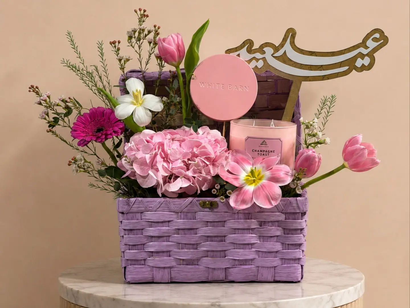 تنسيق سلة وهج العيد مع الشمع