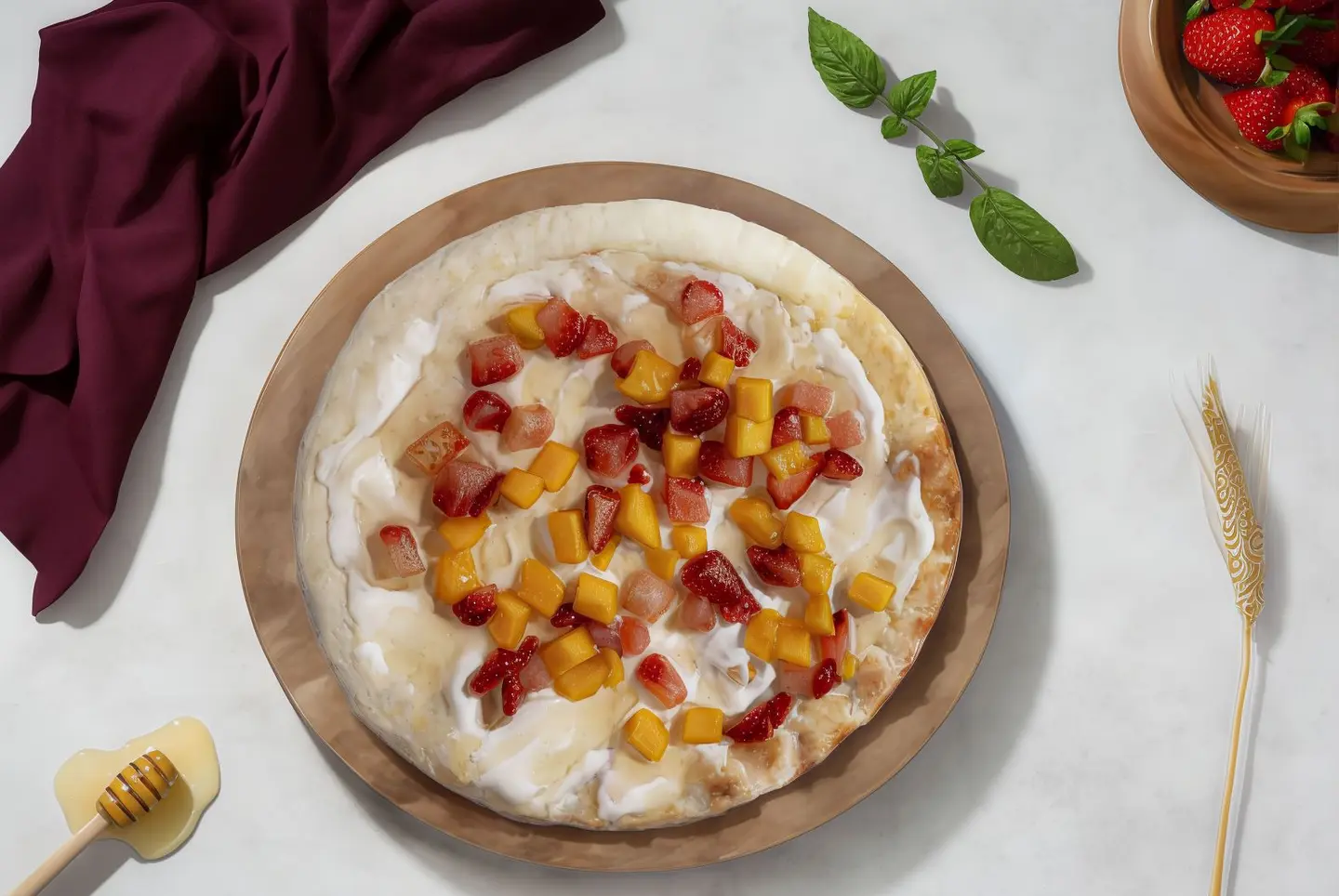 Philadelphia Cheese With Honey And Fruits