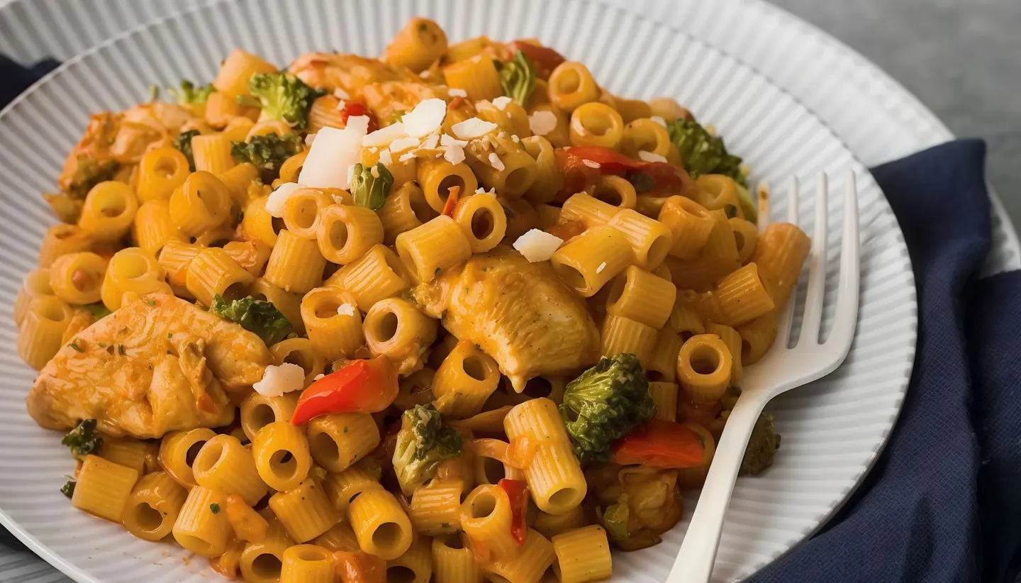 صحن مكرونة دجاج