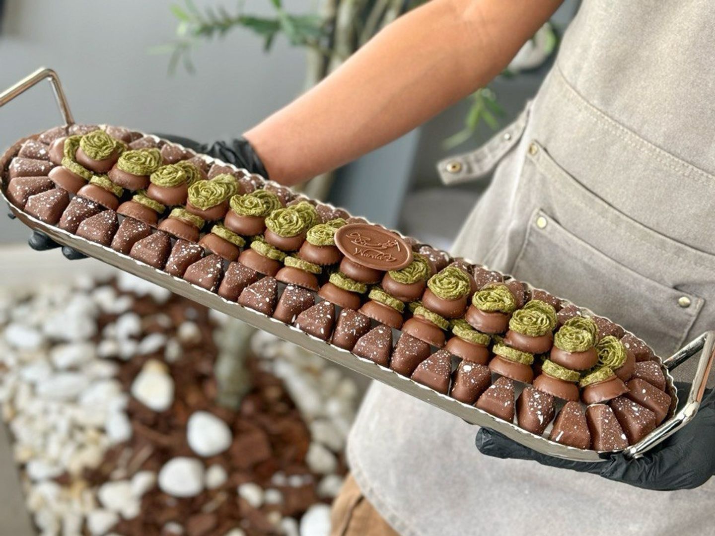 Long Silver Tray Chocolate