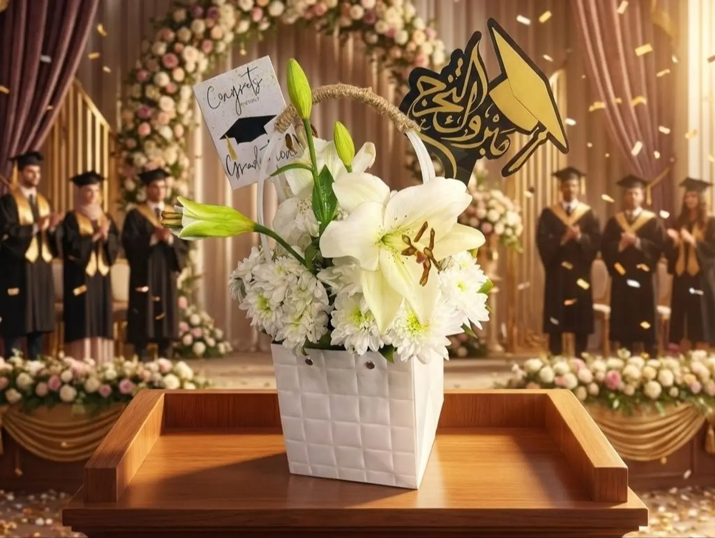Graduation Basket White Color