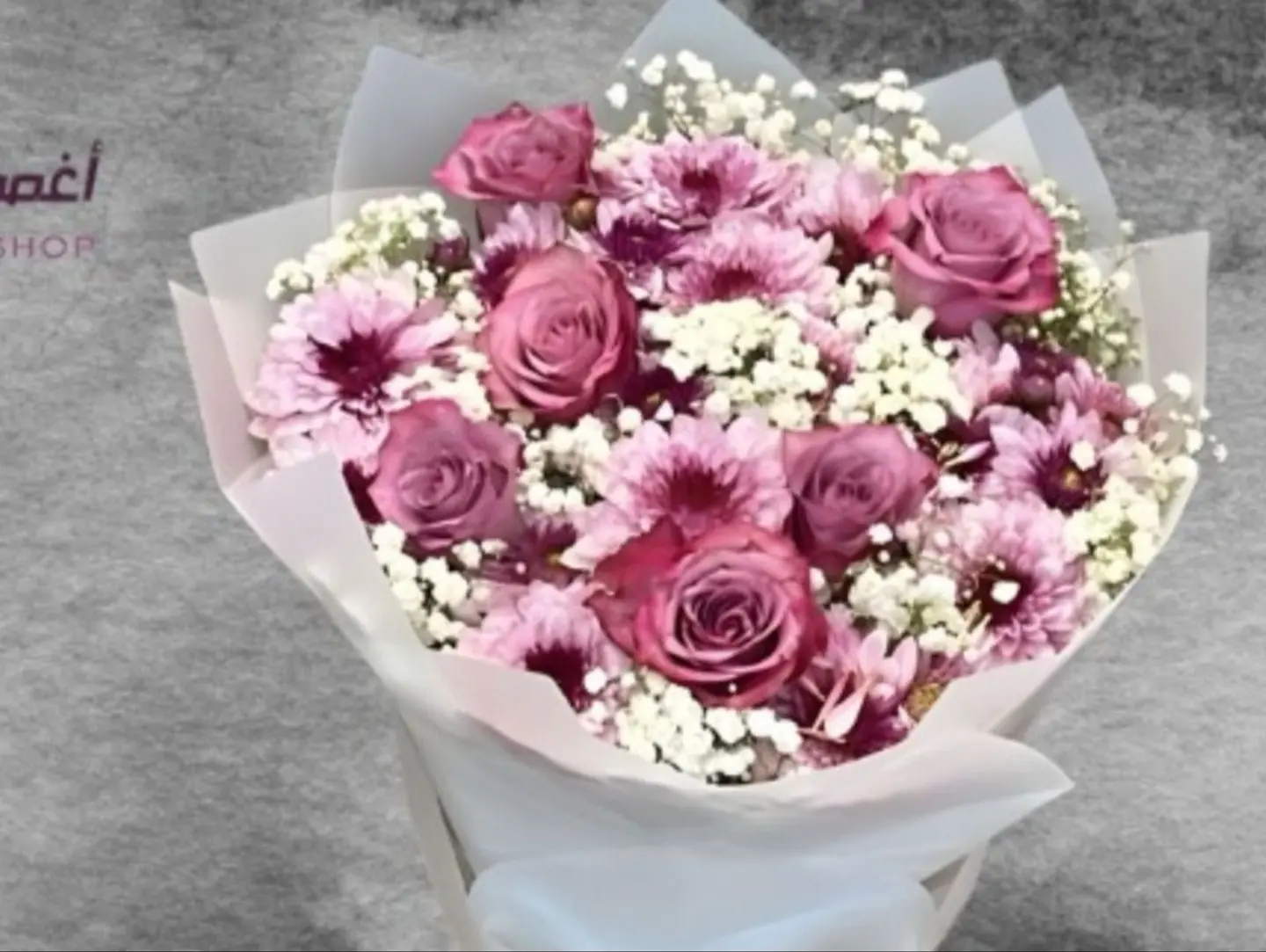 Cute Girl Bouquet, Purple Color, White Wrap
