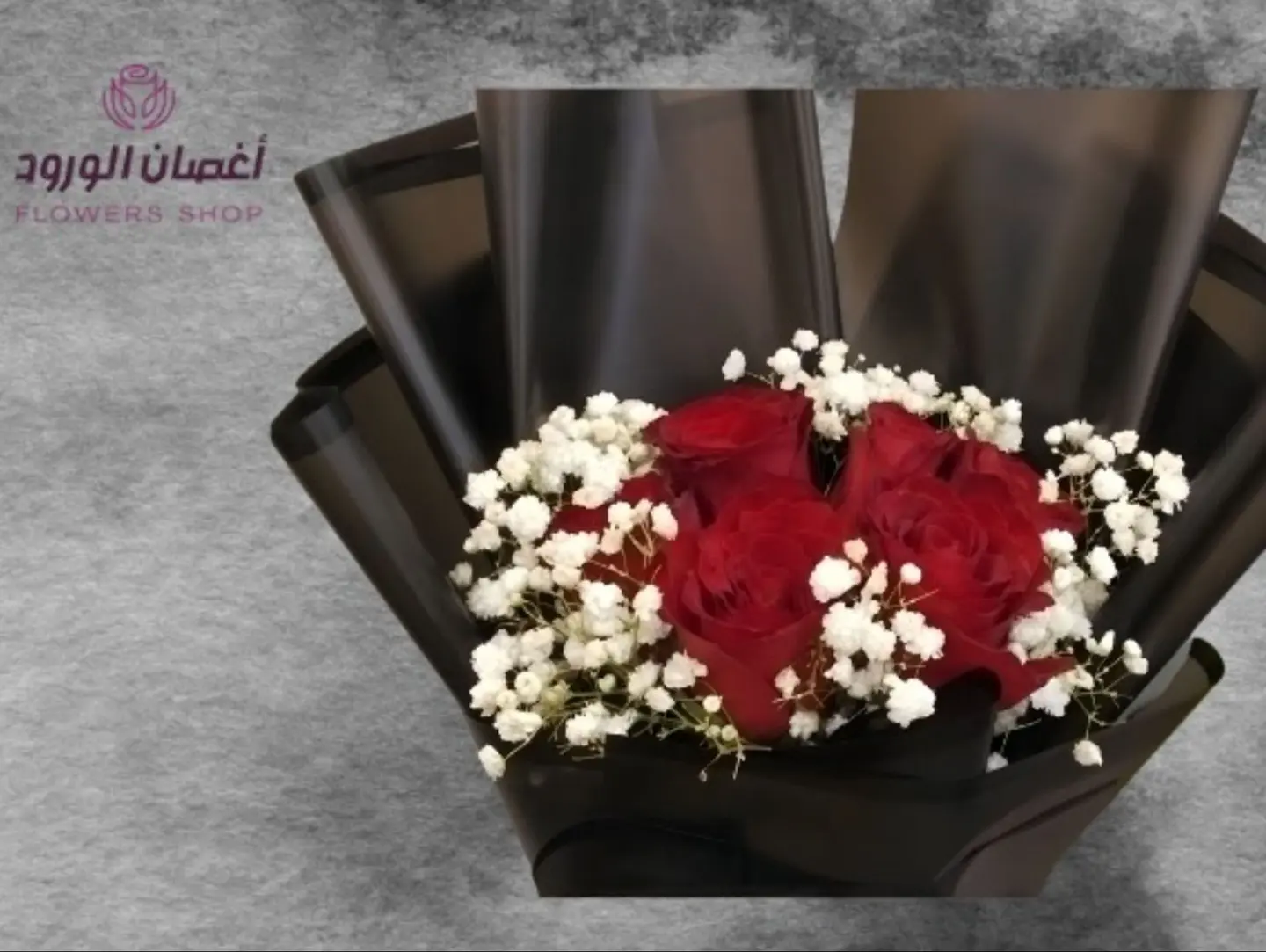 A Bouquet Of 6 Roses Black Packaging
