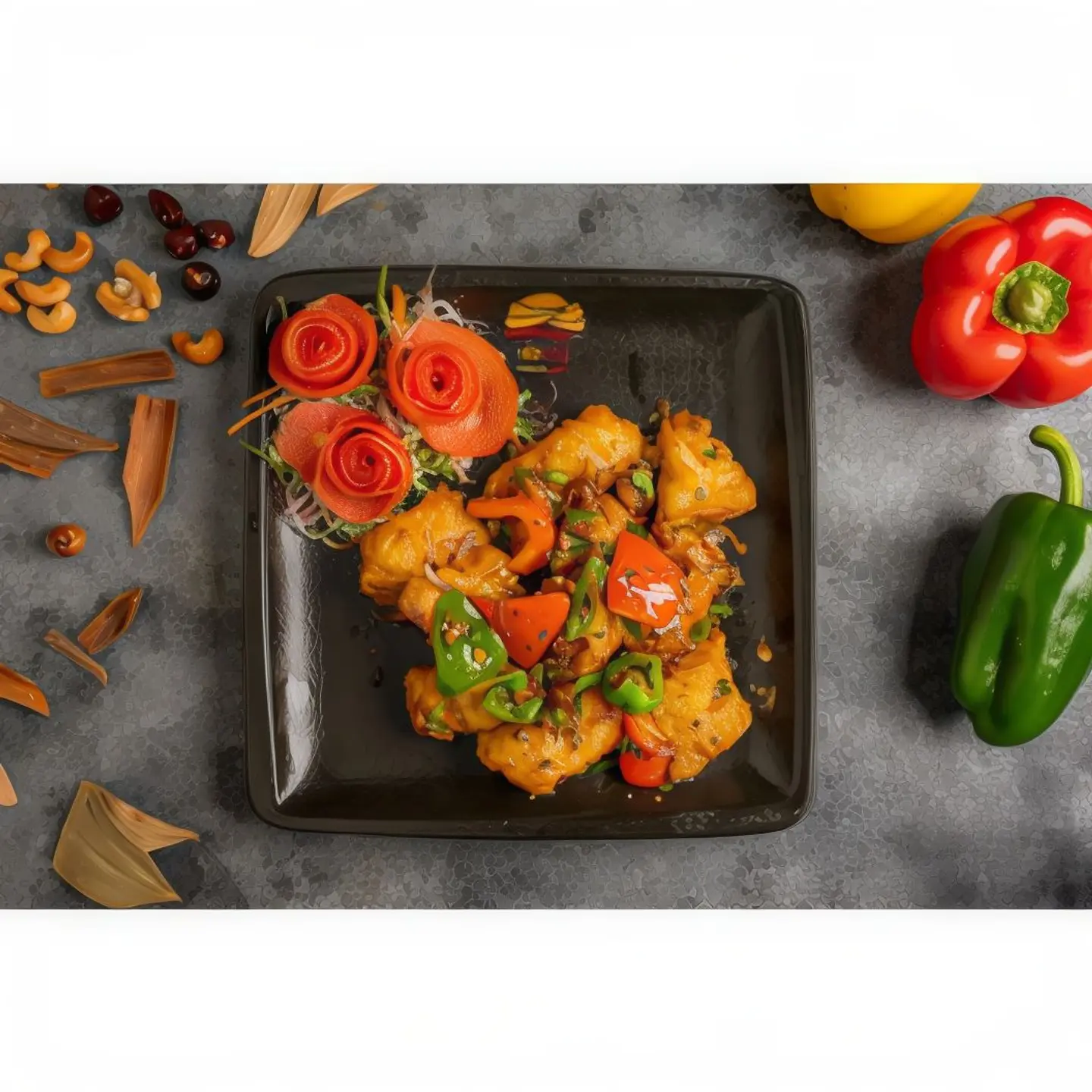 Fish Red And Green Peppers